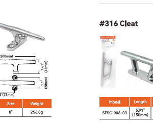 Hollow Base cleat, Light Duty AISI 316
